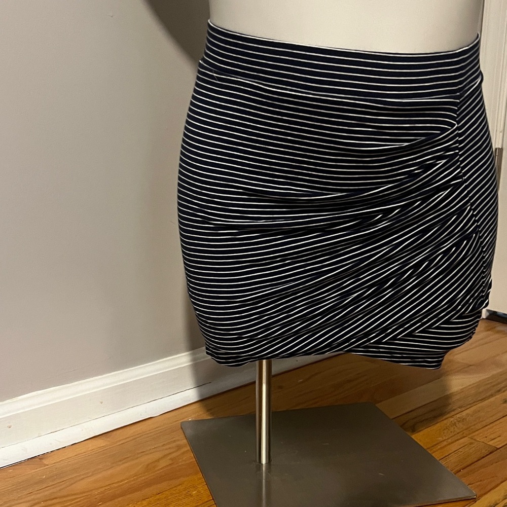 Striped Blue & White Ruched Mini Skirt — Women's